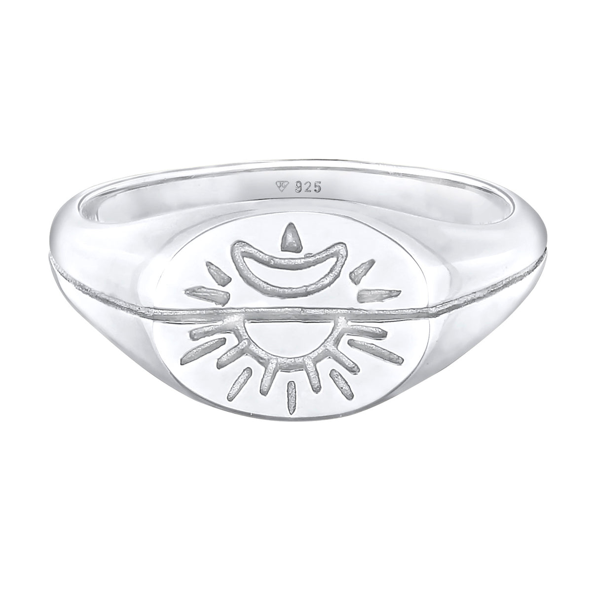 Silber - Elli | Siegelring Sonne & Mond | 925er Sterling Silber