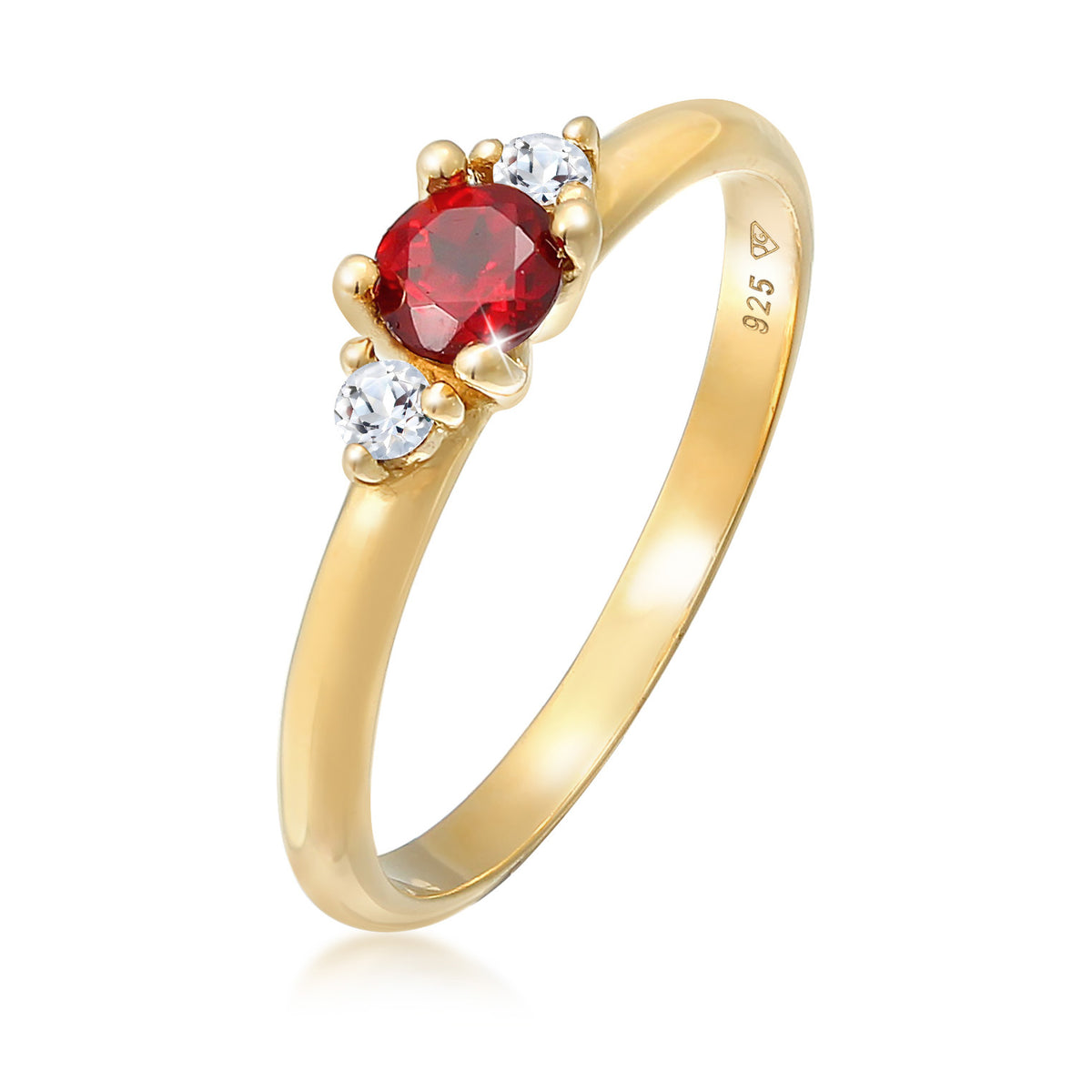 Gold - Elli PREMIUM | Ring | Granat (rot), Topas (weiß) | 925er Sterling Silber
