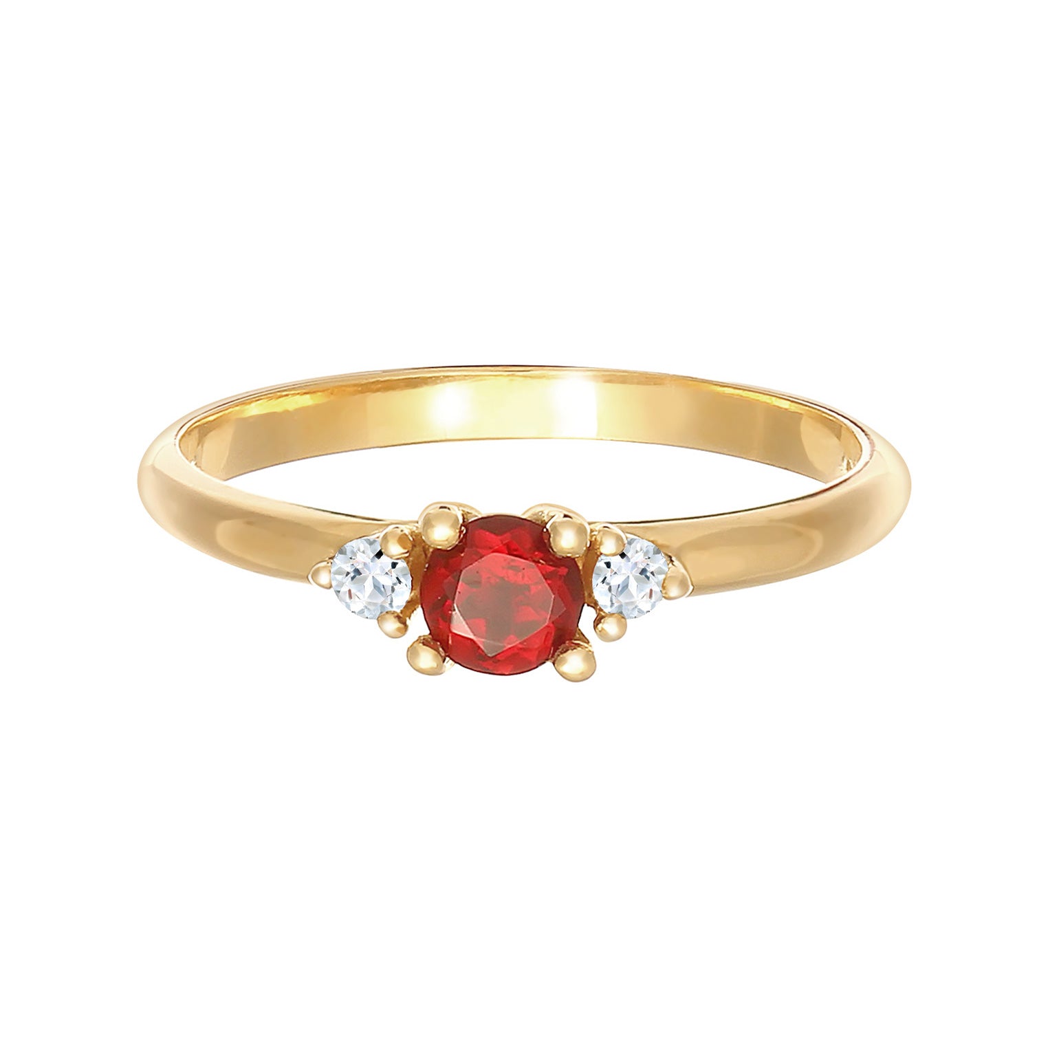 Gold - Elli PREMIUM | Ring | Granat (rot), Topas (weiß) | 925er Sterling Silber