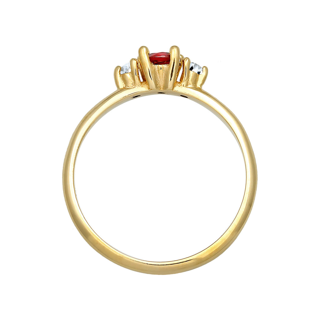 Gold - Elli PREMIUM | Ring | Granat (rot), Topas (weiß) | 925er Sterling Silber