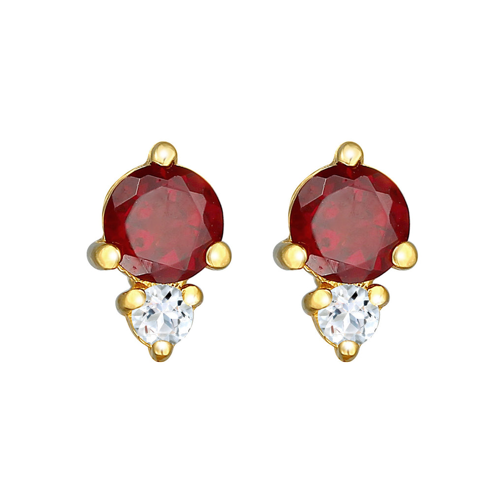 Gold - Elli PREMIUM | Ohrstecker | Granat (rot), Topas (weiß) | 925er Sterling Silber