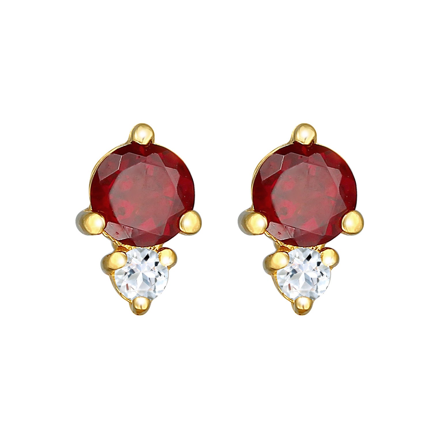Gold - Elli PREMIUM | Ohrstecker | Granat (rot), Topas (weiß) | 925er Sterling Silber