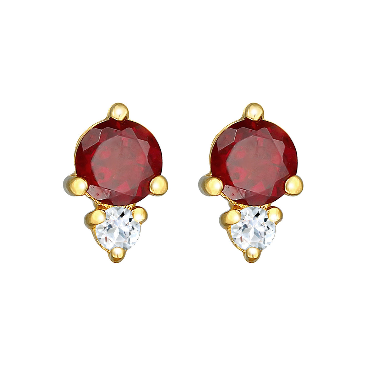 Gold - Elli PREMIUM | Ohrstecker | Granat (rot), Topas (weiß) | 925er Sterling Silber