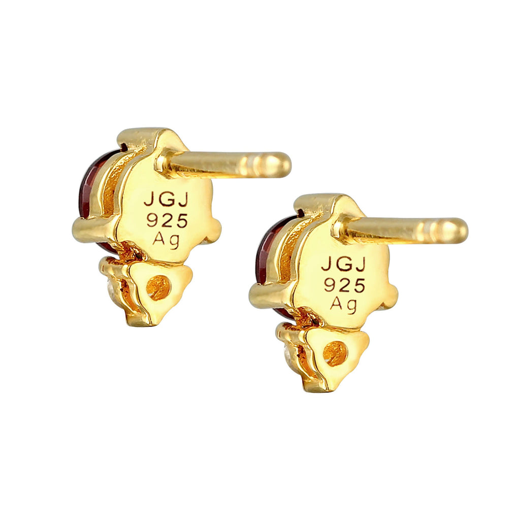 Gold - Elli PREMIUM | Ohrstecker | Granat (rot), Topas (weiß) | 925er Sterling Silber