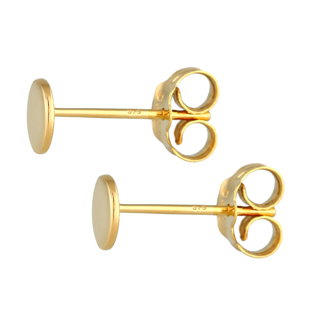 Gold - Elli PREMIUM | Ohrstecker Plättchen | 375er Gelbgold