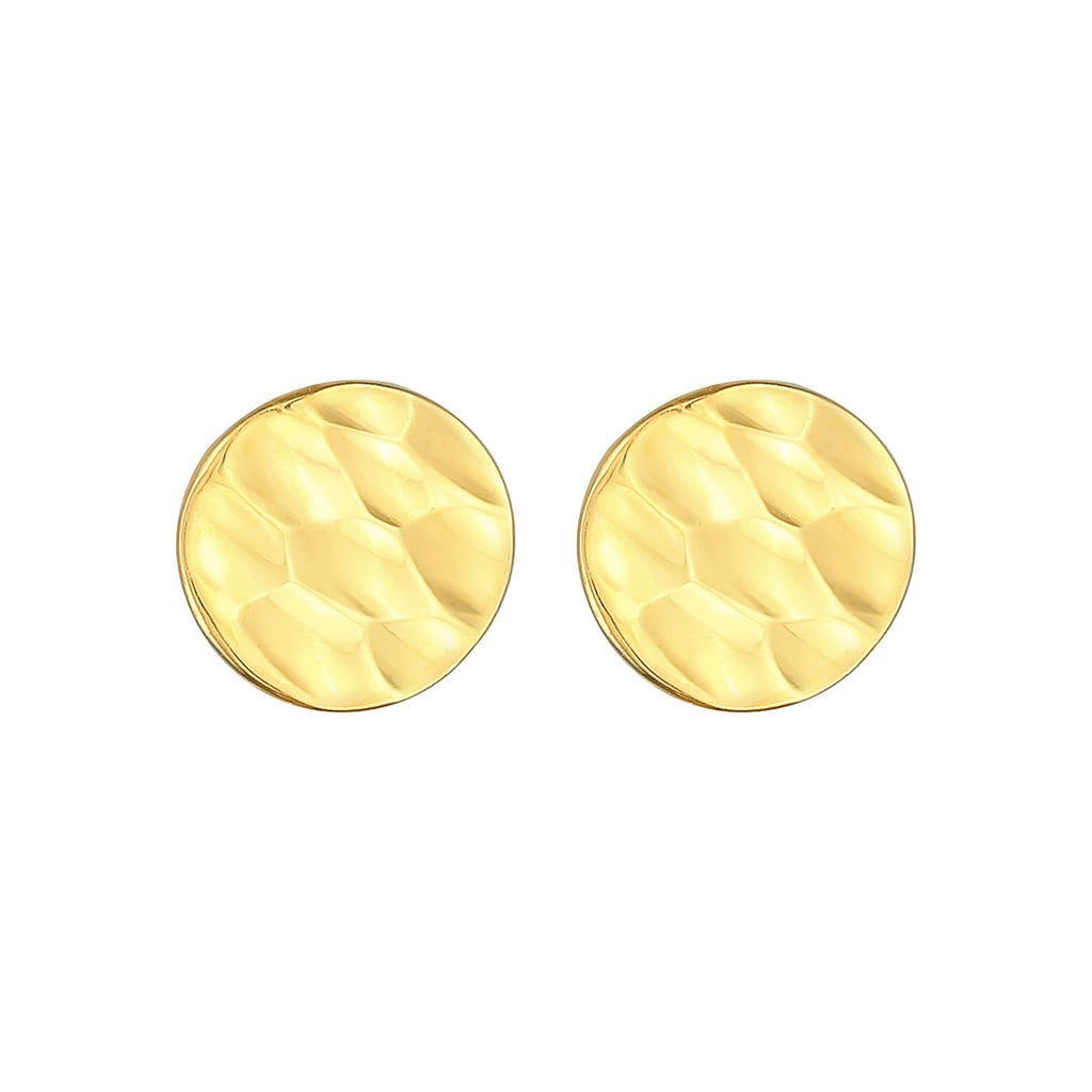 Gold - Elli PREMIUM | Ohrstecker Plättchen gehämmert | 375er Gelbgold
