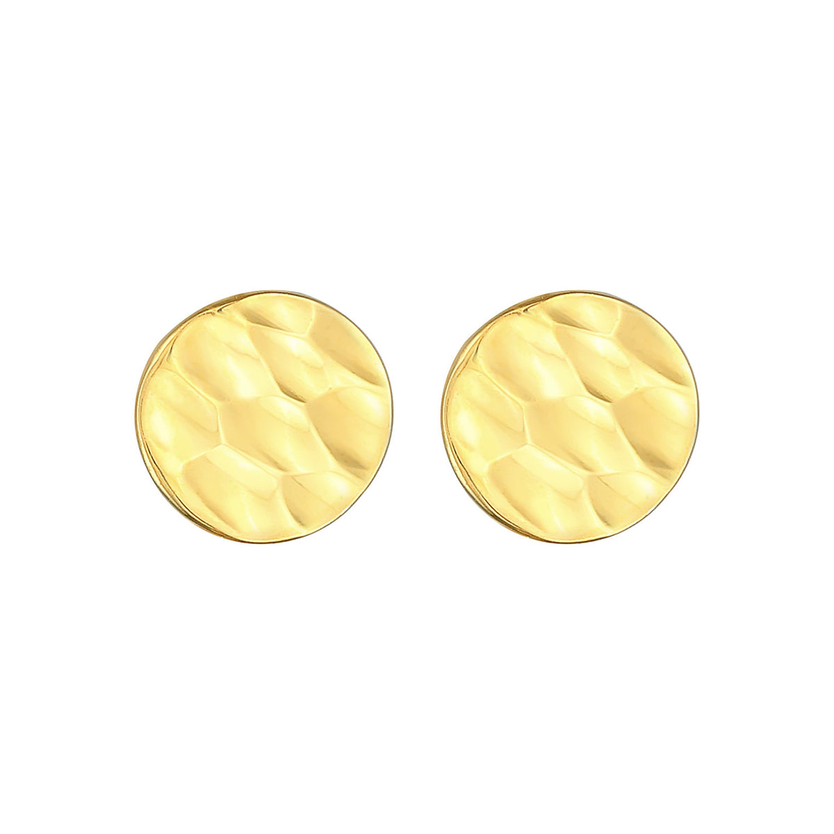 Gold - Elli PREMIUM | Ohrstecker Plättchen gehämmert | 375er Gelbgold