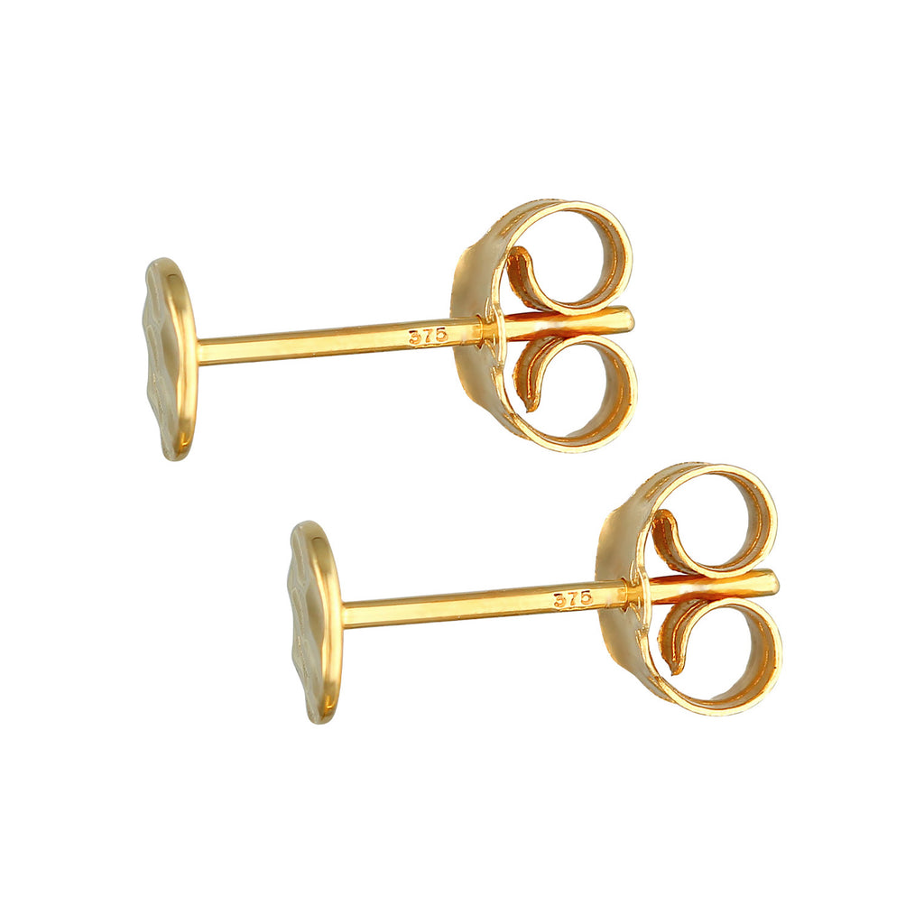 Gold - Elli PREMIUM | Ohrstecker Plättchen gehämmert | 375er Gelbgold