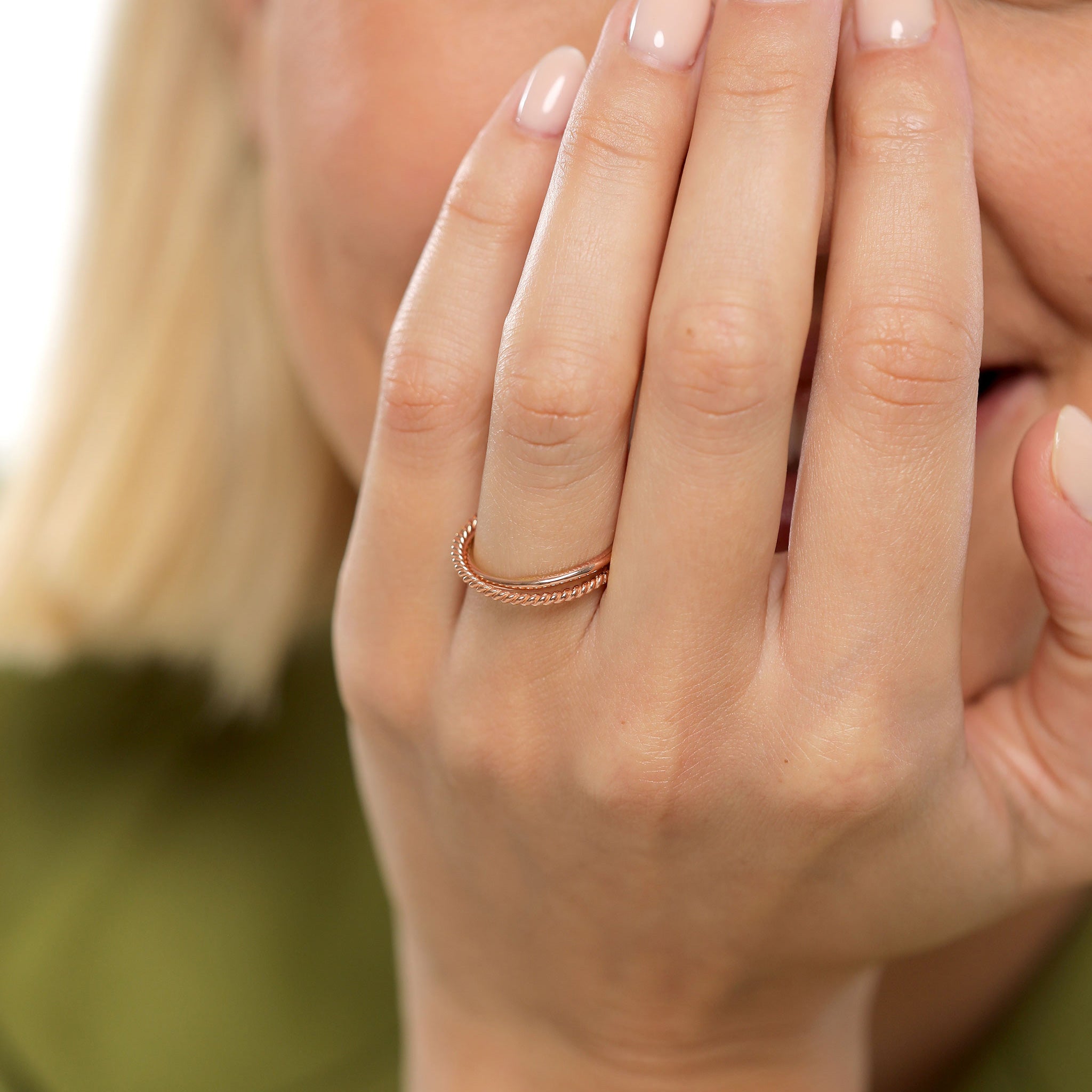 Roségold - Elli | Bandring Twisted | 925 Sterling Silber Rosévergoldet