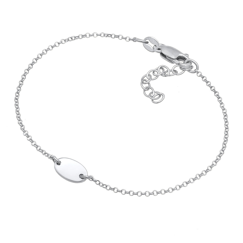 Silber - Elli | Armband Plättchen Oval | 925er Sterling Silber