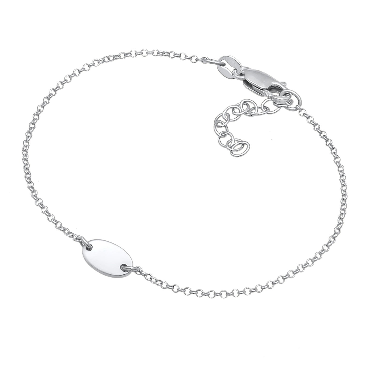 Silber - Elli | Armband Plättchen Oval | 925er Sterling Silber