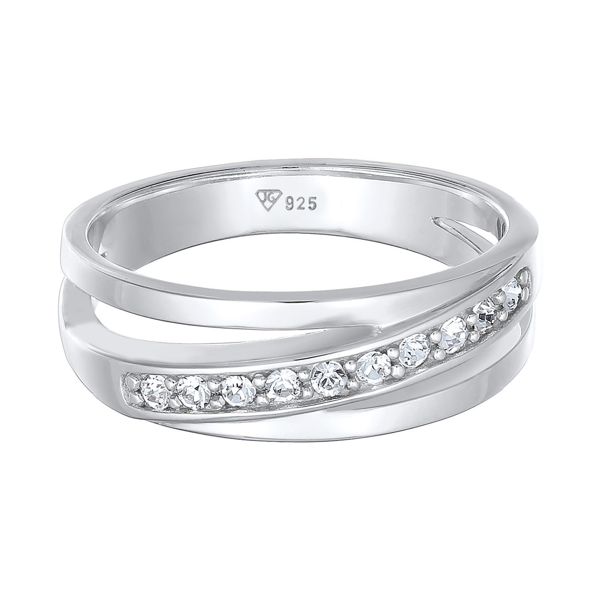 Silber - Elli | Bandring gedreht | Mit Kristallen von Swarovski® (Weiß) | 925er Sterling Silber