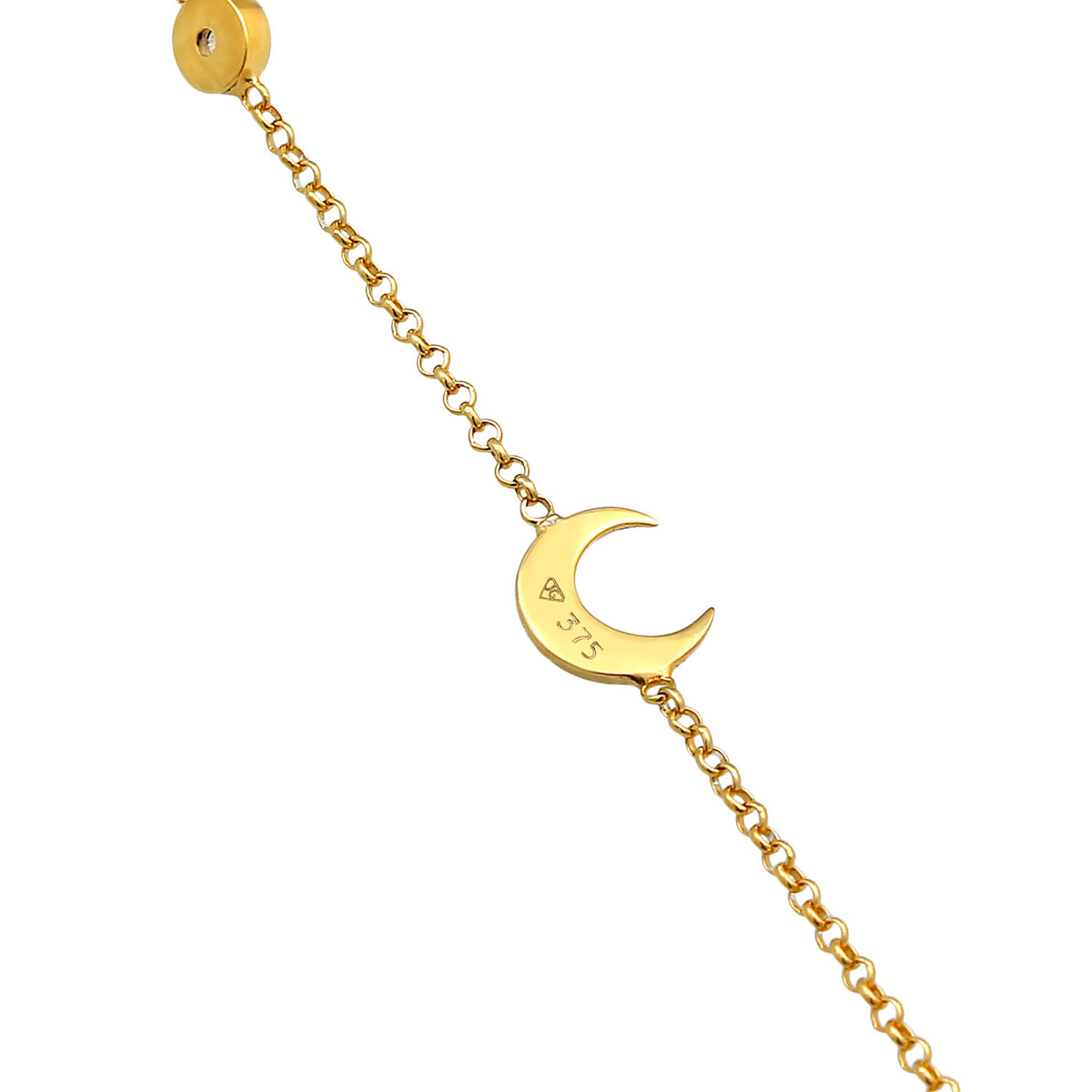 Gold - Elli PREMIUM | Armband Halbmond | Labradorit (Grau) | 375er Gelbgold