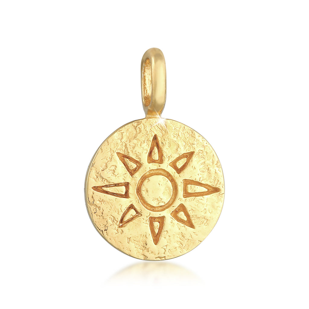 Gold - Elli | Anhänger Sonne Vintage | 925er Sterling Silber Vergoldet