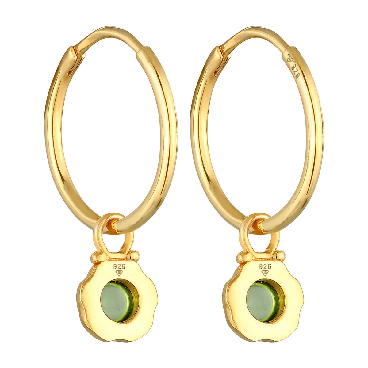 Gold - Elli PREMIUM | Creolen | Peridot (grün) | 925er Sterling Silber
