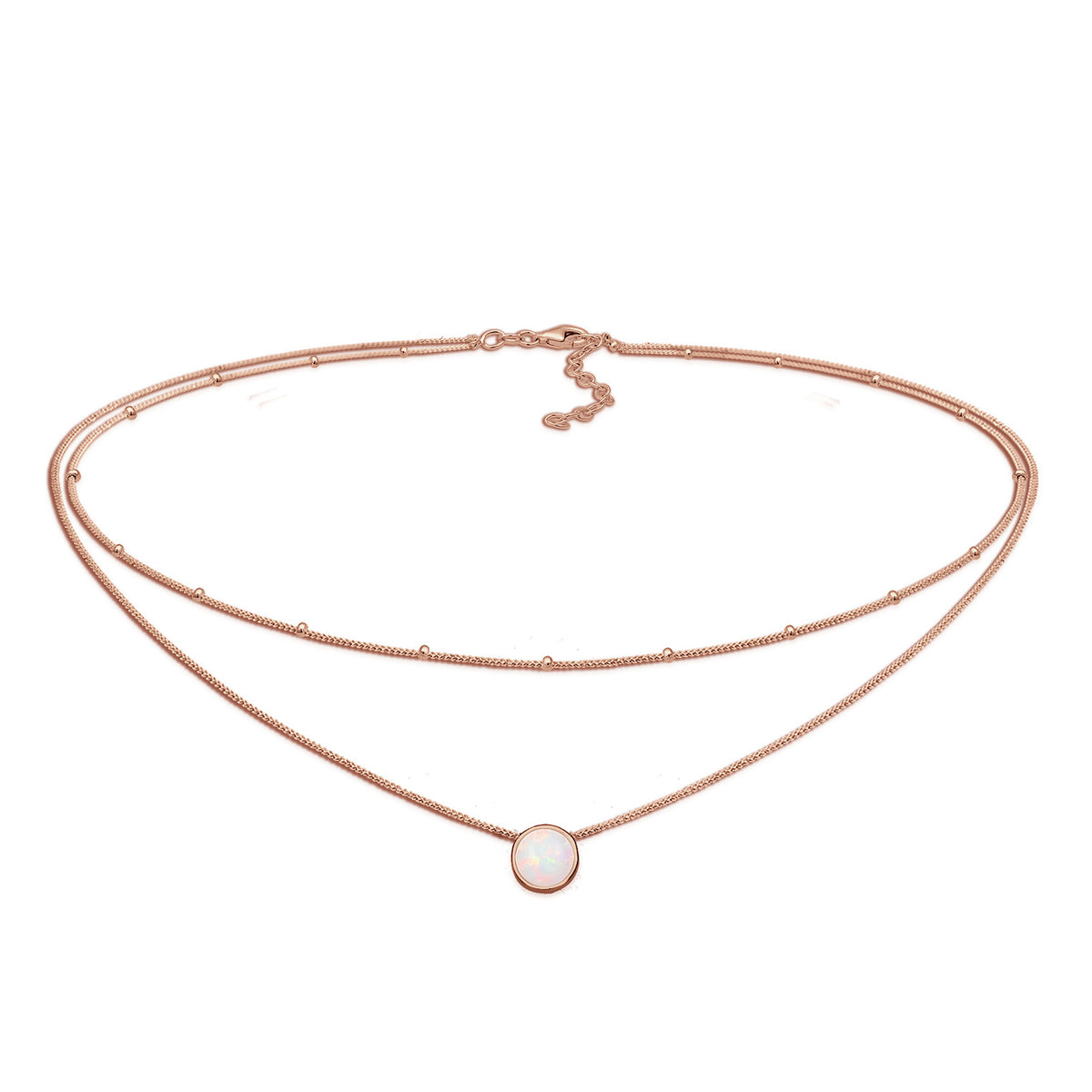 Roségold - Elli | Choker | Opal (Weiß) | 925 Sterling Silber Rosévergoldet