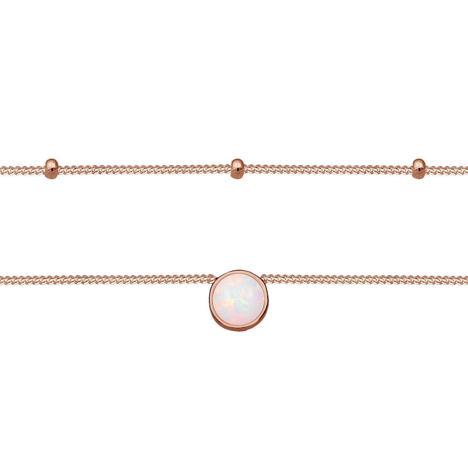 Roségold - Elli | Choker | Opal (Weiß) | 925 Sterling Silber Rosévergoldet