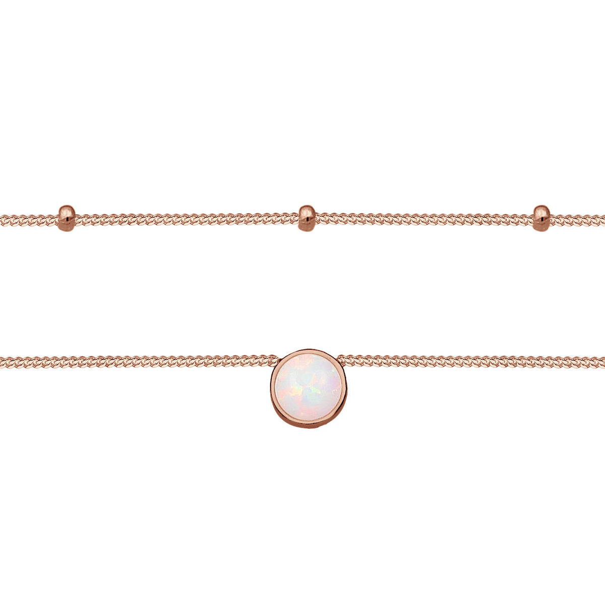 Roségold - Elli | Choker | Opal (Weiß) | 925 Sterling Silber Rosévergoldet