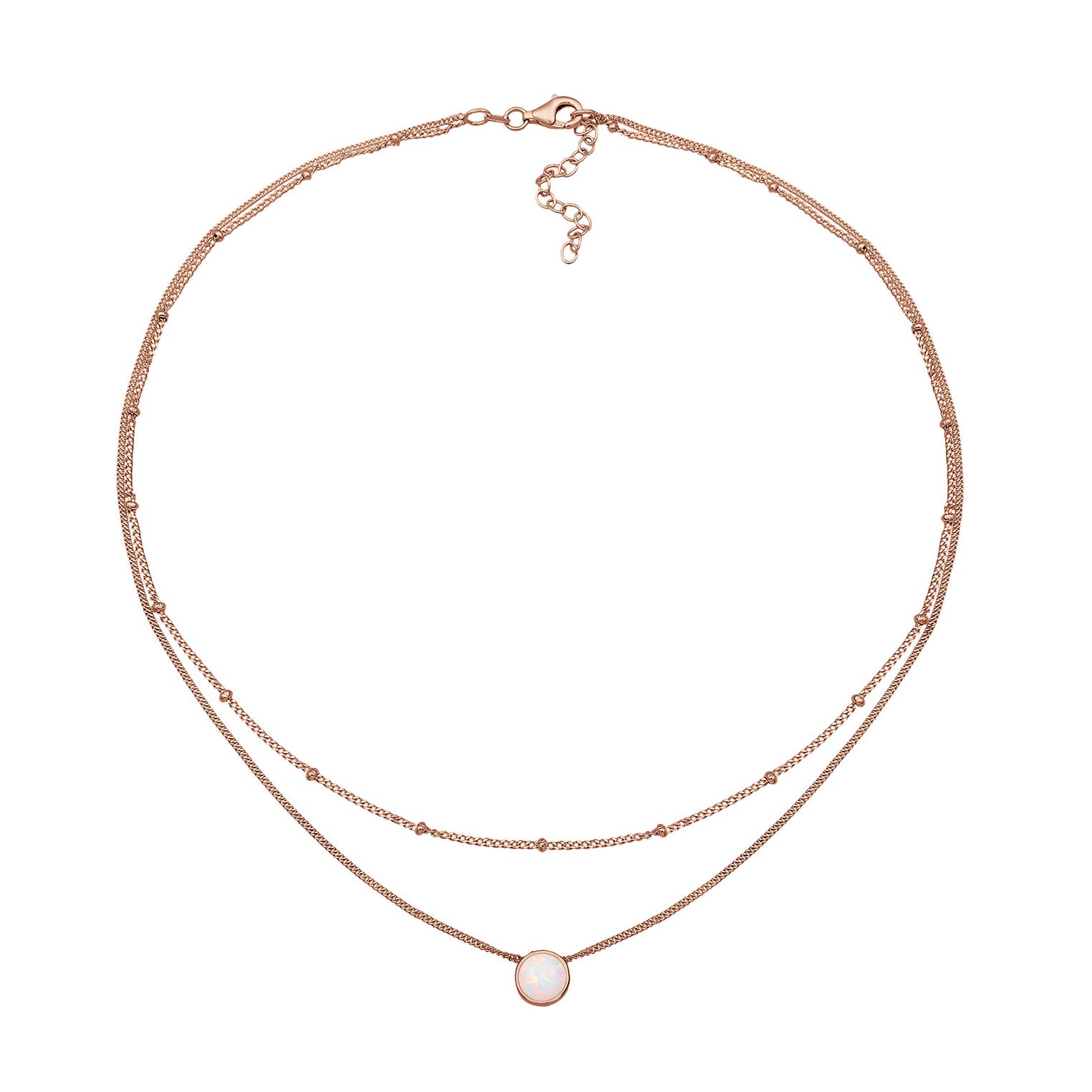Roségold - Elli | Choker | Opal (Weiß) | 925 Sterling Silber Rosévergoldet
