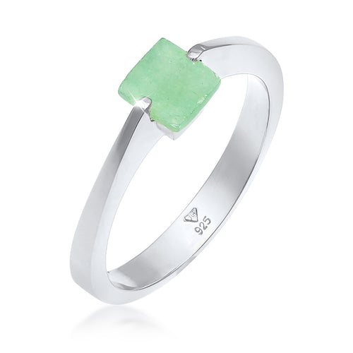 Silber - Elli PREMIUM | Ring | Jade ( Grün ) | 925 Sterling Silber vergoldet