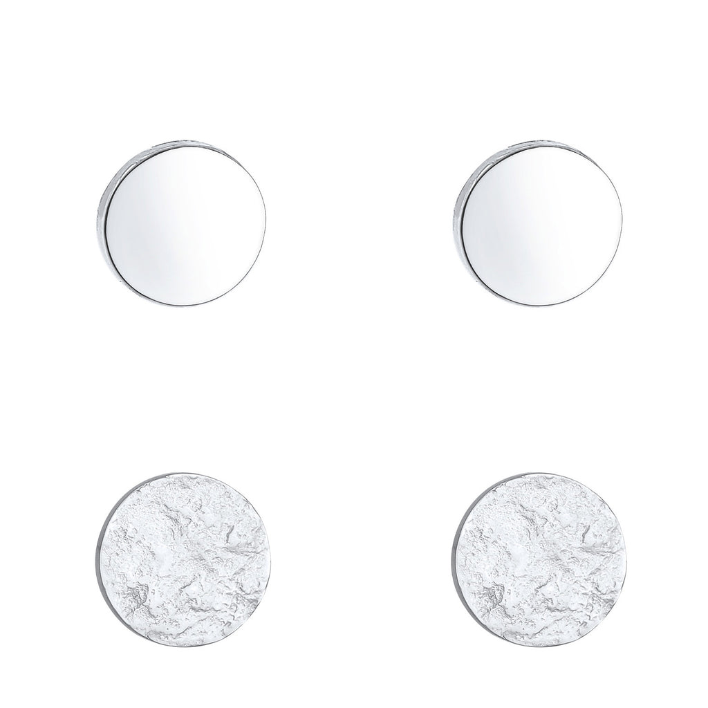 Silber - Elli | Ohrstecker 2er Set Matt & Glänzend | 925er Sterling Silber