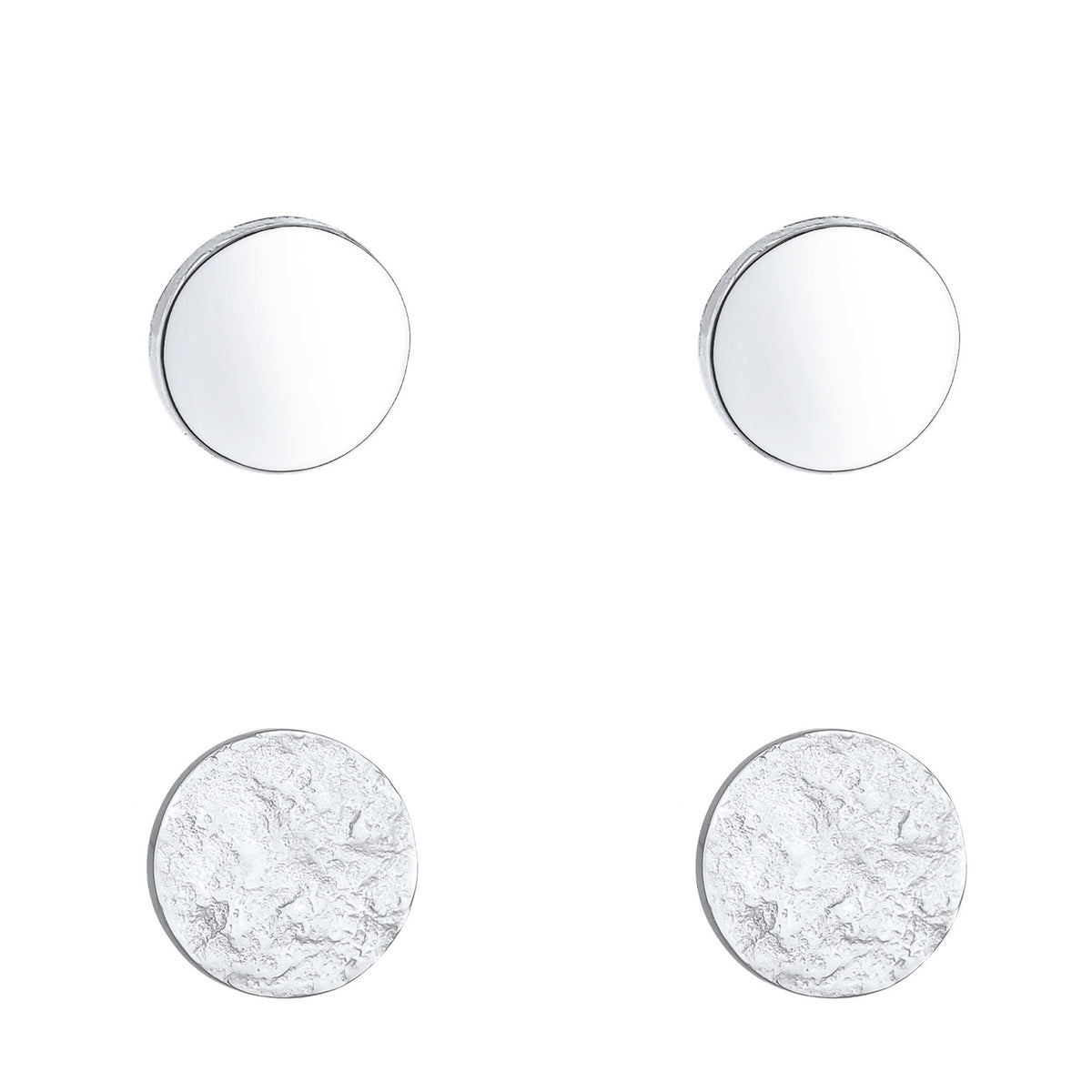 Silber - Elli | Ohrstecker 2er Set Matt & Glänzend | 925er Sterling Silber