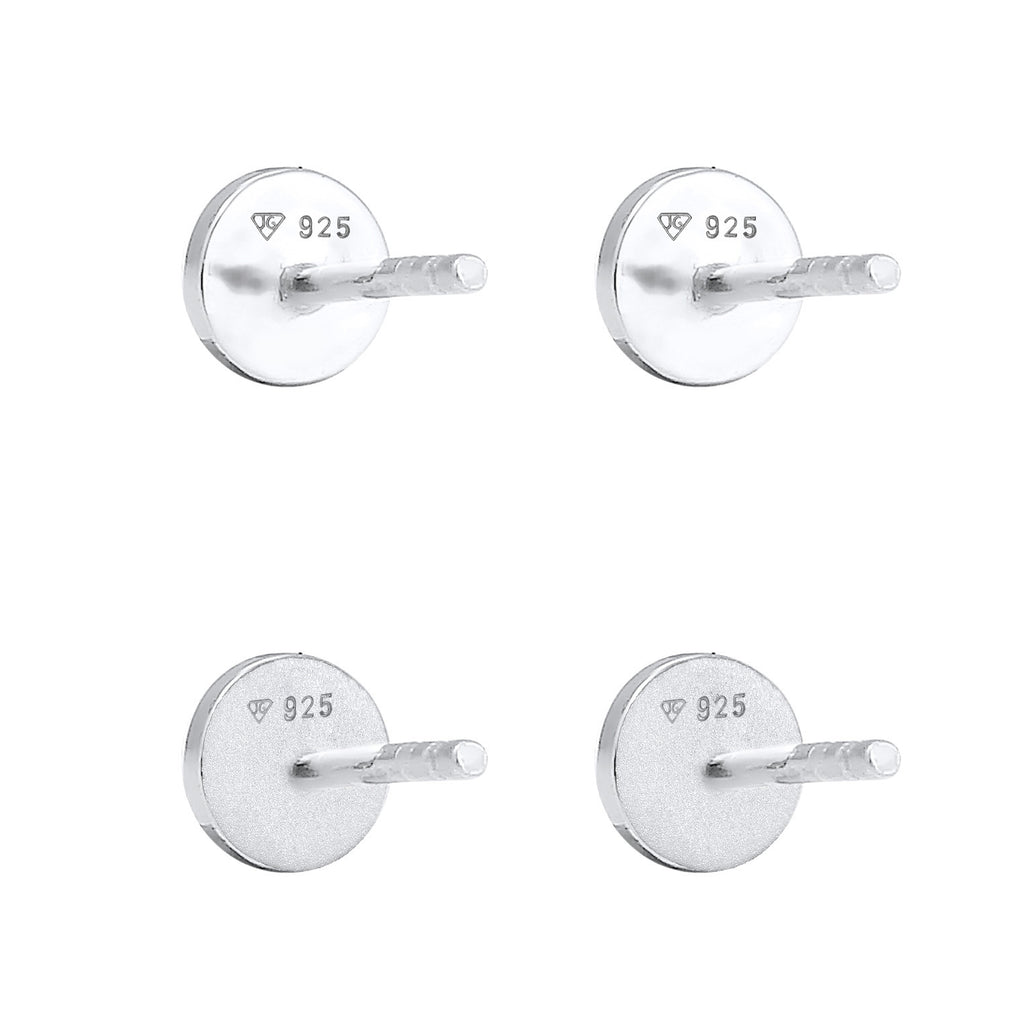 Silber - Elli | Ohrstecker 2er Set Matt & Glänzend | 925er Sterling Silber