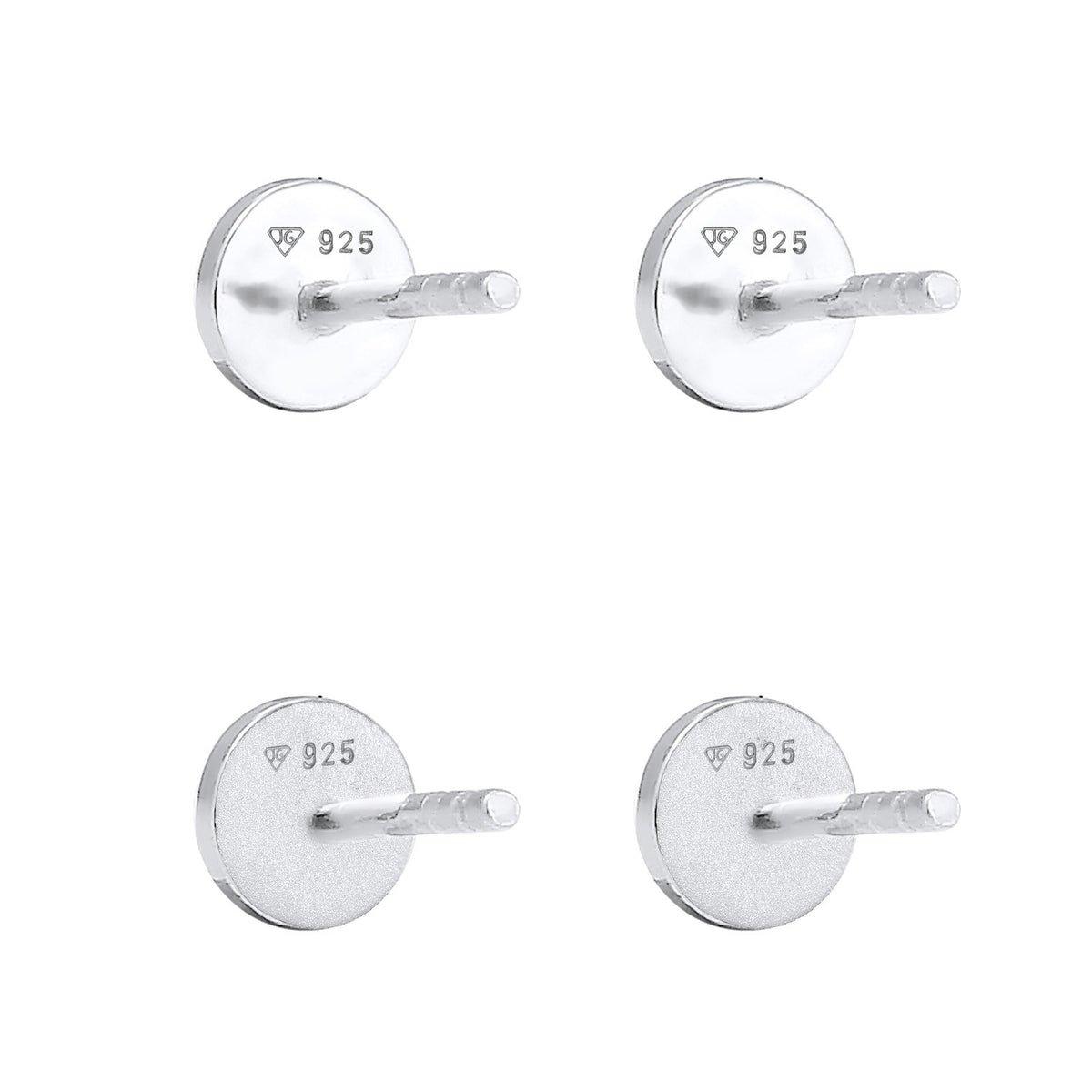 Silber - Elli | Ohrstecker 2er Set Matt & Glänzend | 925er Sterling Silber