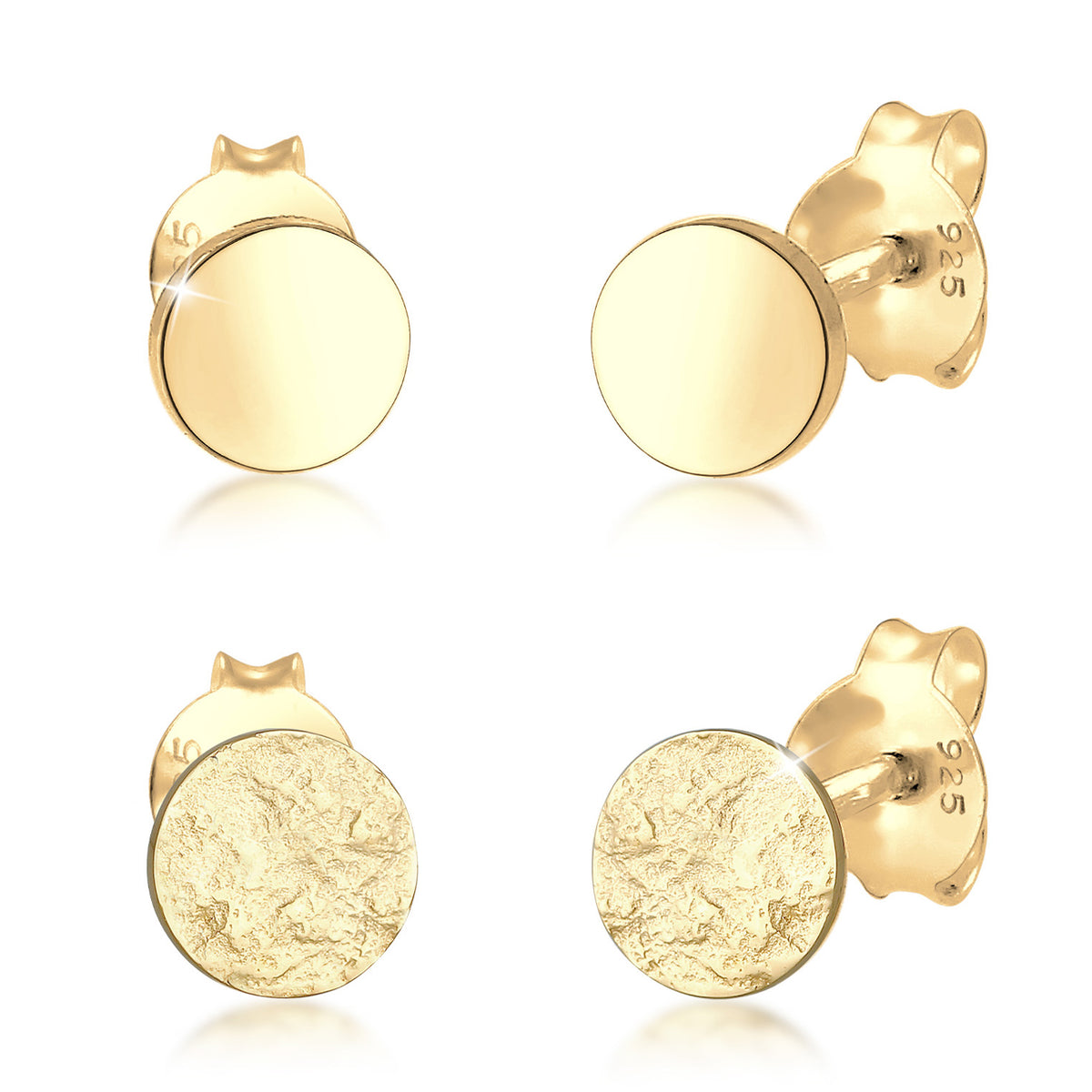 Gold - Elli | Ohrstecker 2er Set Matt & Glänzend | 925er Sterling Silber