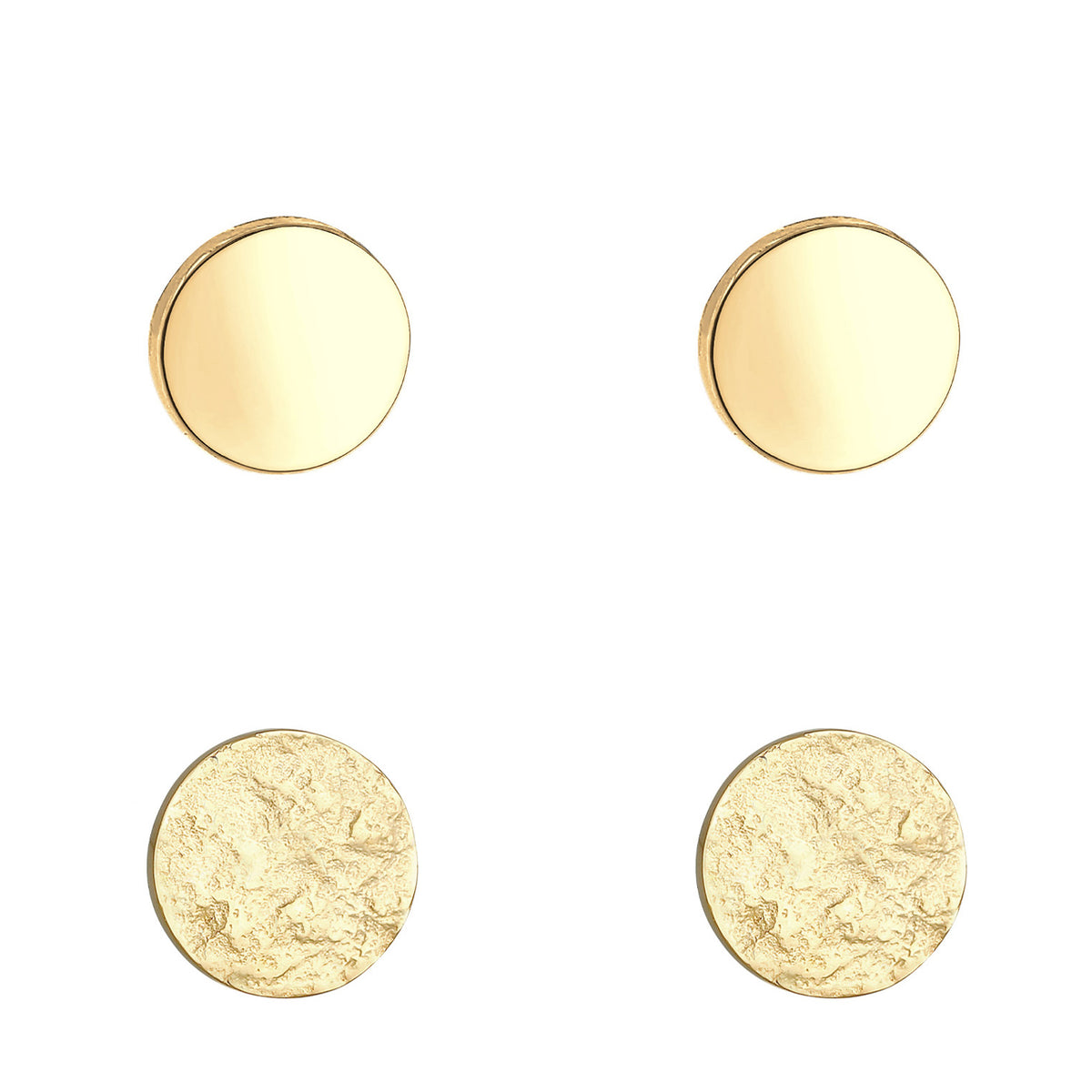 Gold - Elli | Ohrstecker 2er Set Matt & Glänzend | 925er Sterling Silber