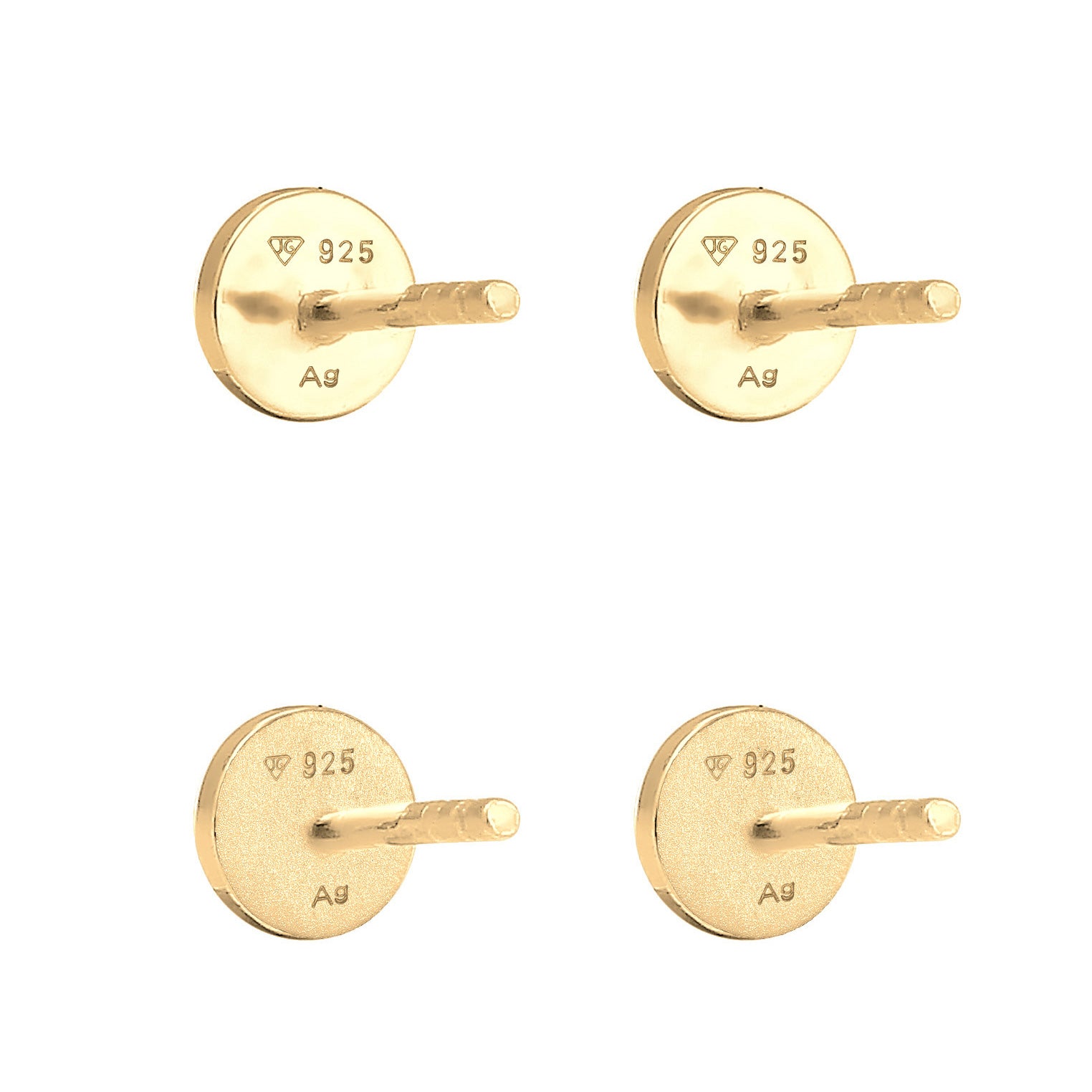 Gold - Elli | Ohrstecker 2er Set Matt & Glänzend | 925er Sterling Silber