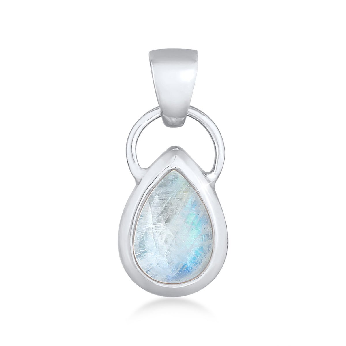Silber - Elli | Anhänger Tropfen | Mondstein (Blau) | 925er Sterling Silber