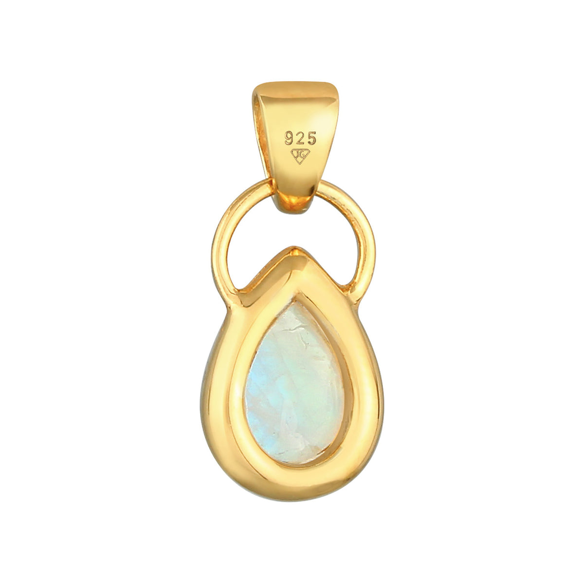 Gold - Elli | Anhänger Tropfen | Mondstein (Blau) | 925er Sterling Silber Vergoldet