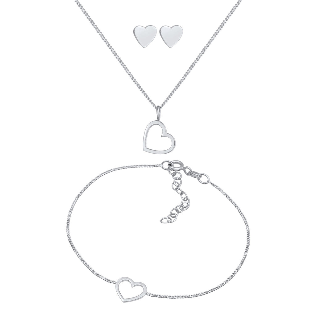Silber - Elli | Schmuckset Herz Cut Out | 925er Sterling Silber