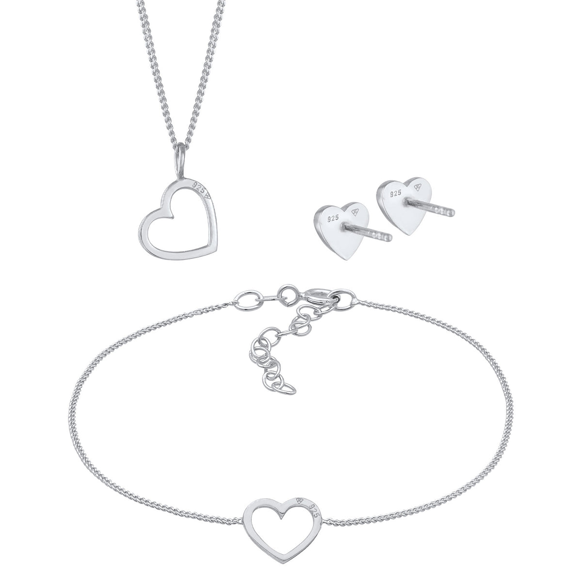 Silber - Elli | Schmuckset Herz Cut Out | 925er Sterling Silber