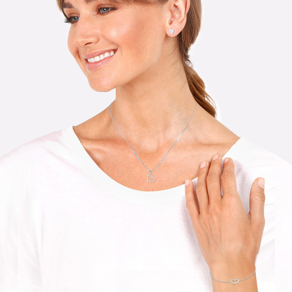Silber - Elli | Schmuckset Herz Cut Out | 925er Sterling Silber