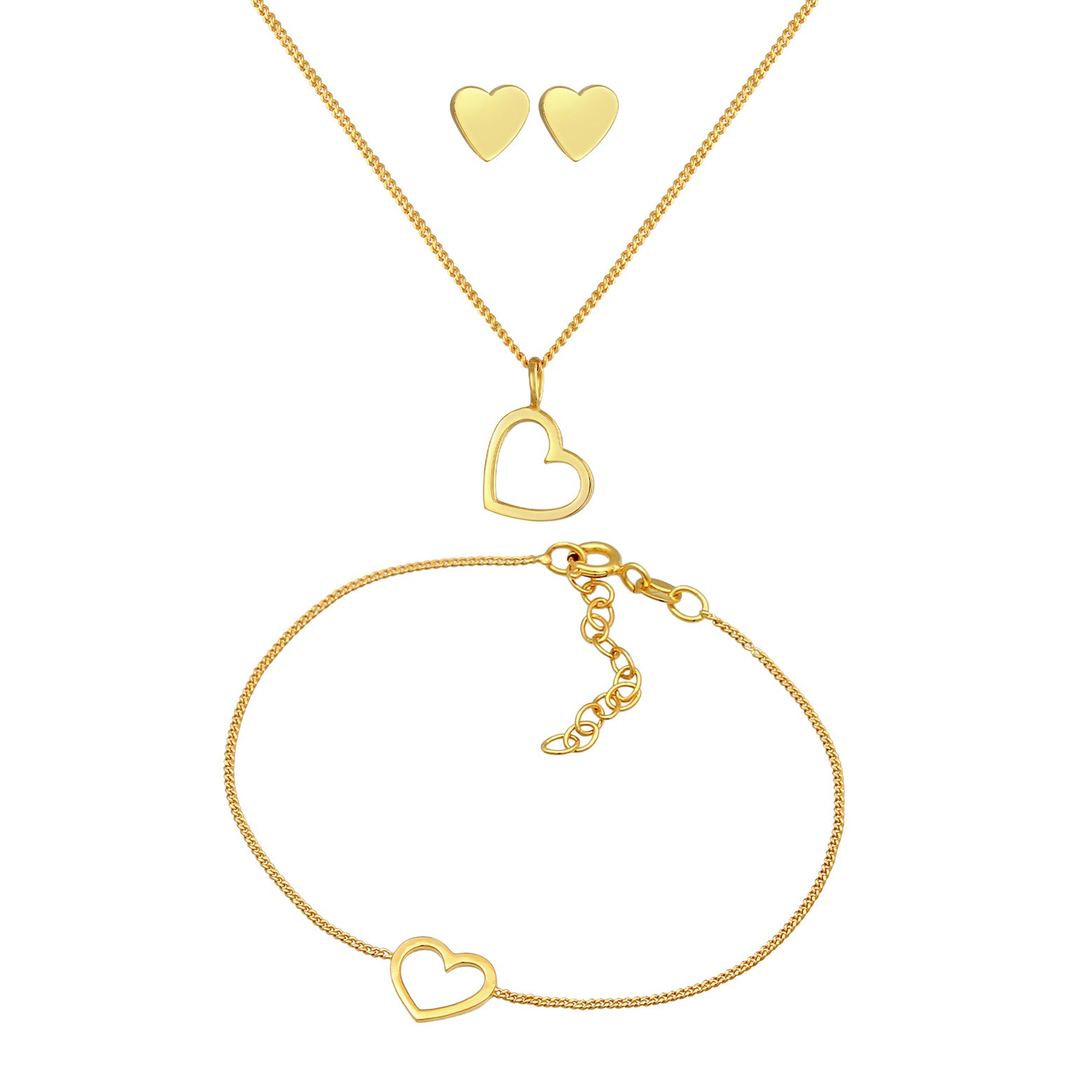 Gold - Elli | Schmuckset Herz Cut Out | 925er Sterling Silber