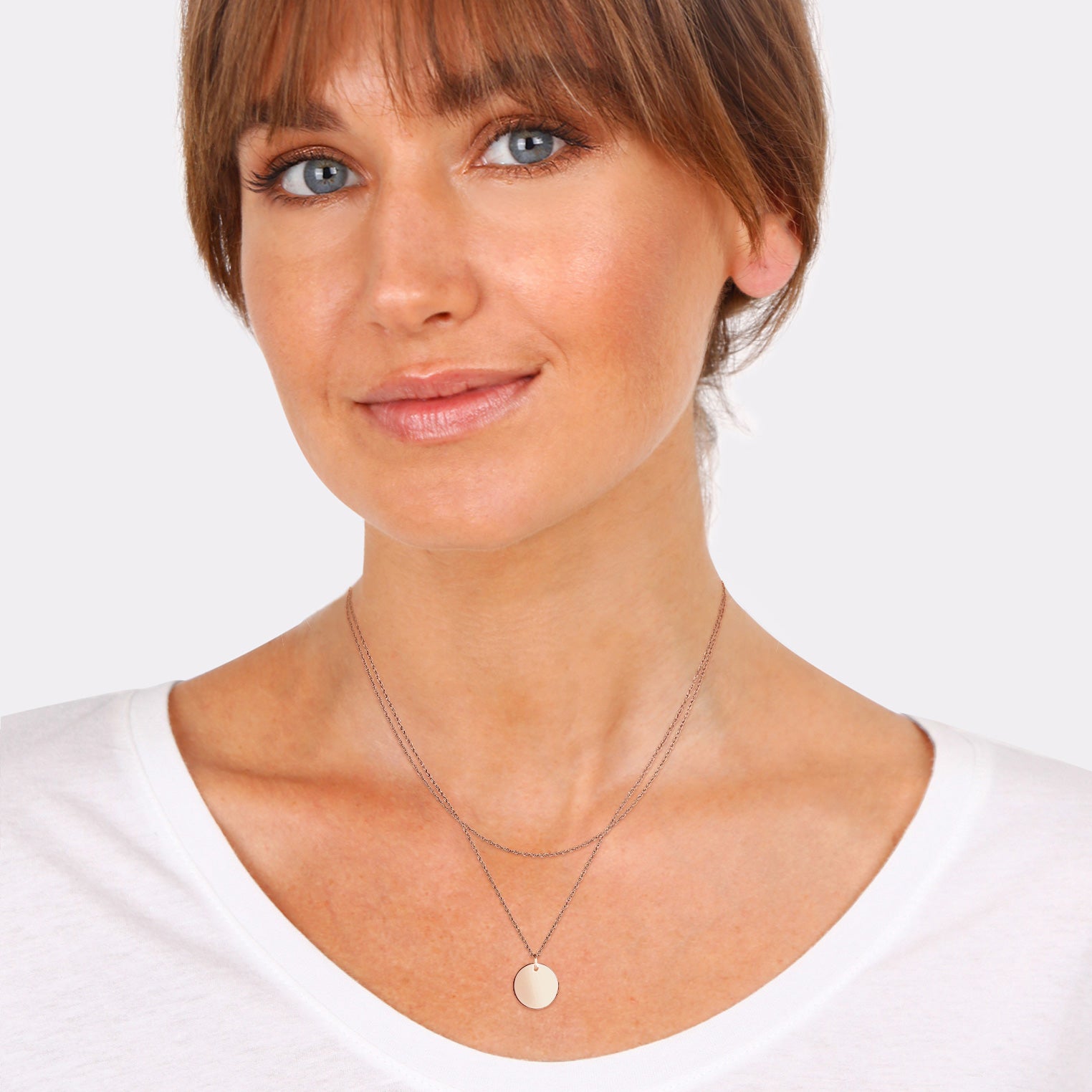 Roségold - Elli | Layer-Halskette Geo | 925 Sterling Silber Rosévergoldet