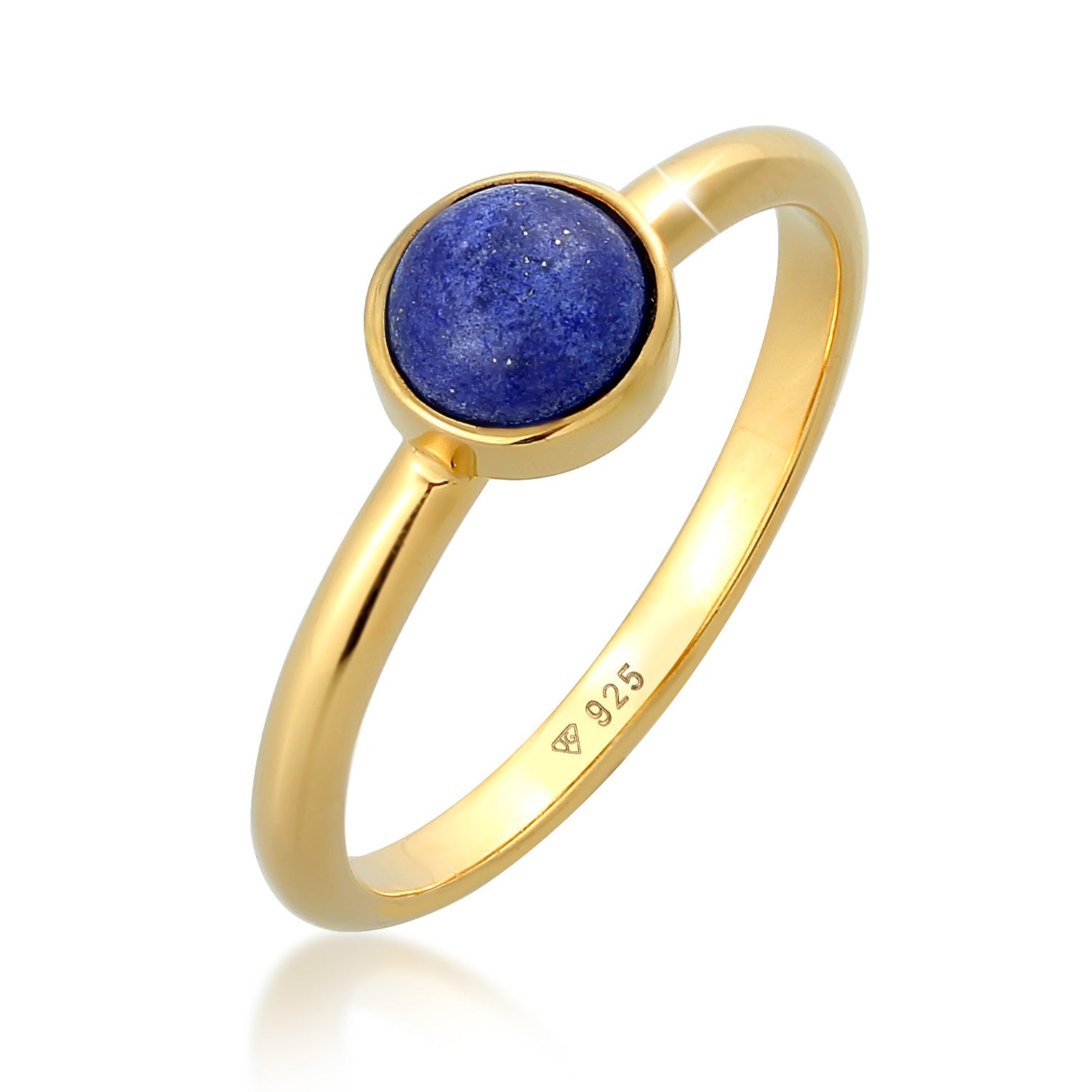 Gold - Elli PREMIUM | Solitär-Ring | Lapis Lazuli (Blau) | 925er Sterling Silber