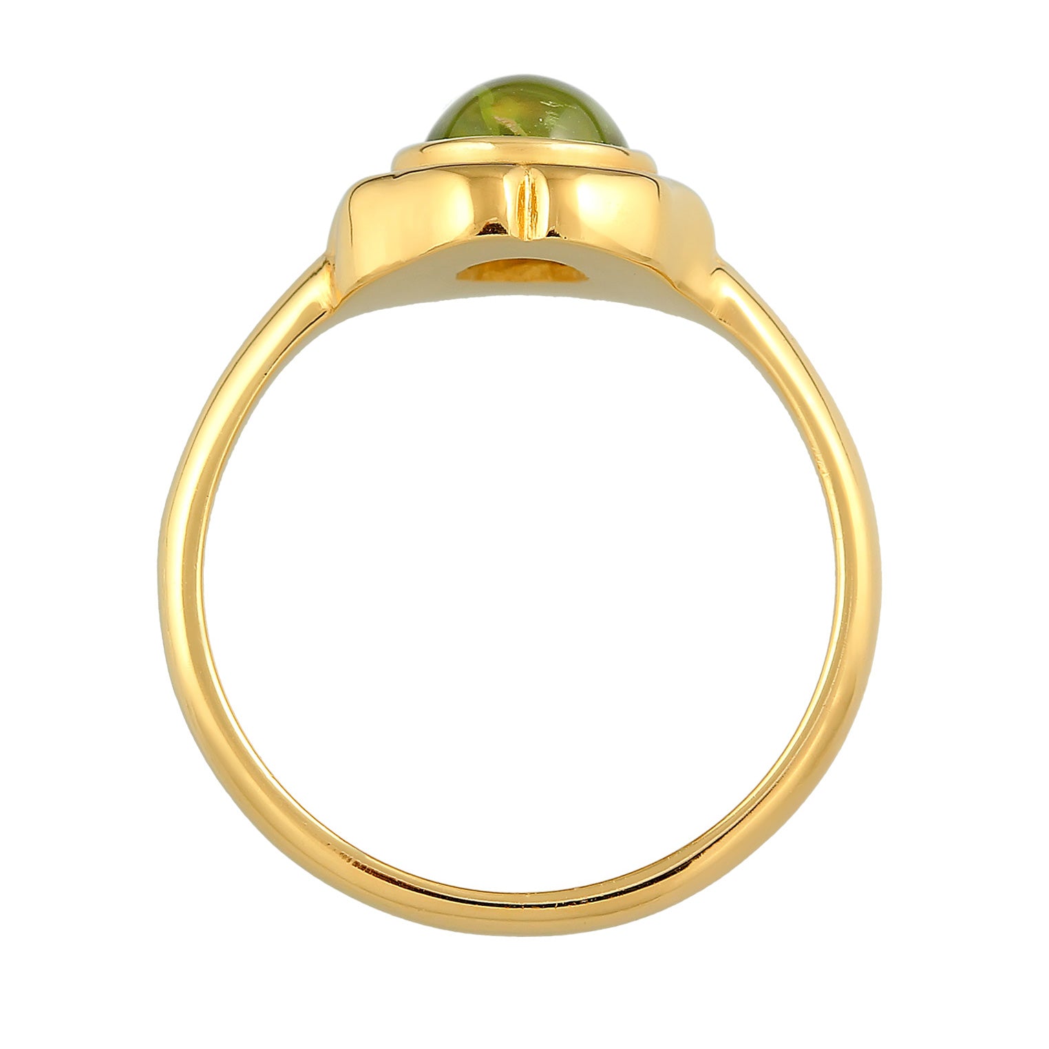 Gold - Elli PREMIUM | Peridot Cabochon Grün Klassik 925 Silber vergoldet