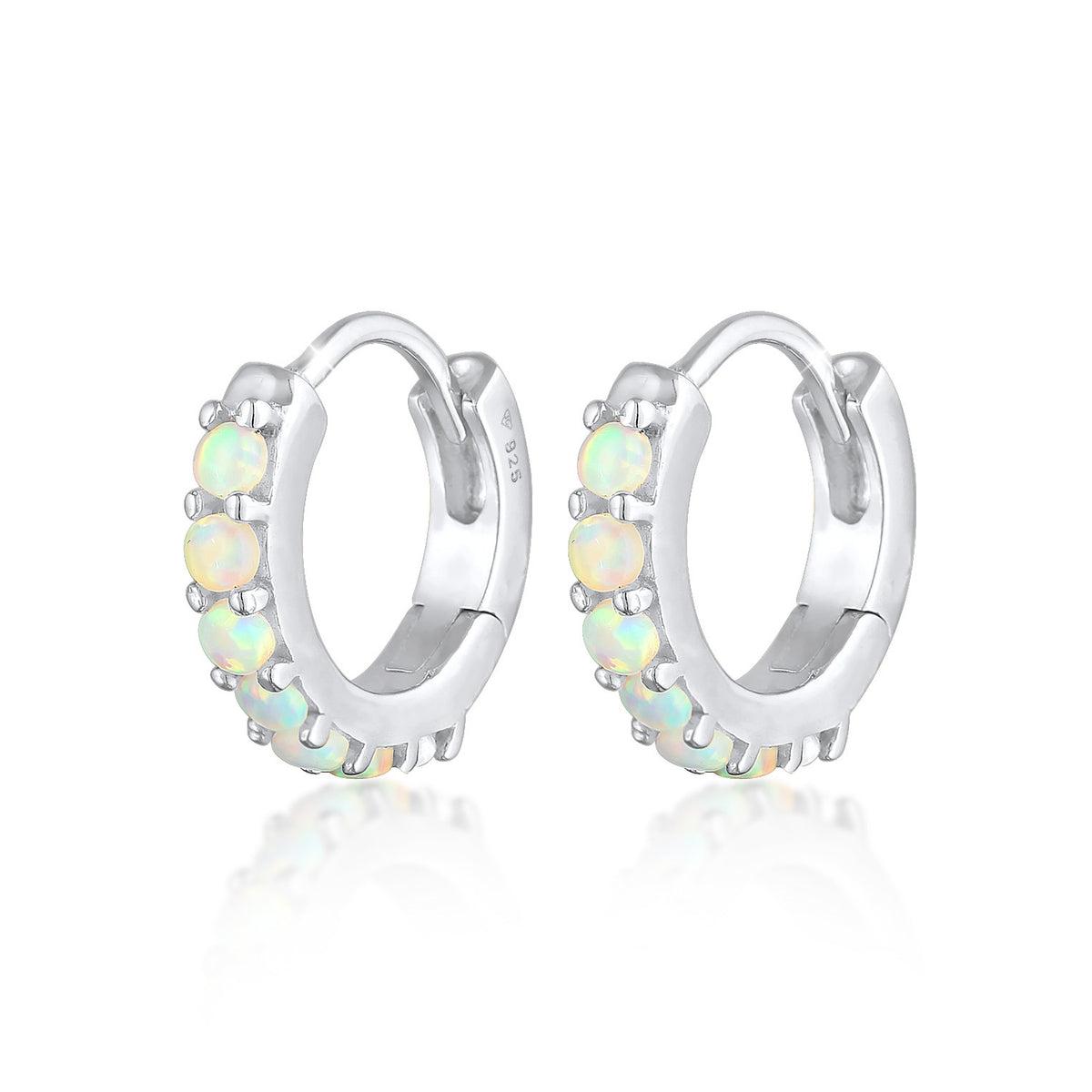 Silber - Elli | Creolen | Opal (Weiß) | 925er Sterling Silber
