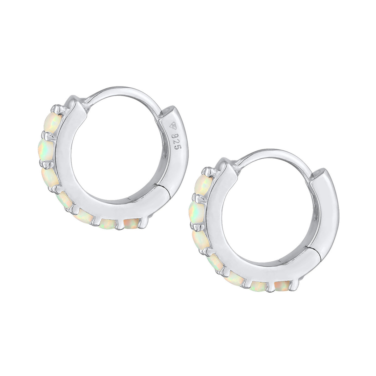 Silber - Elli | Creolen | Opal (Weiß) | 925er Sterling Silber