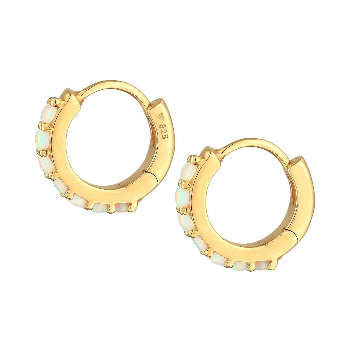 Gold - Elli | Creolen | Opal (Weiß) | 925er Sterling Silber