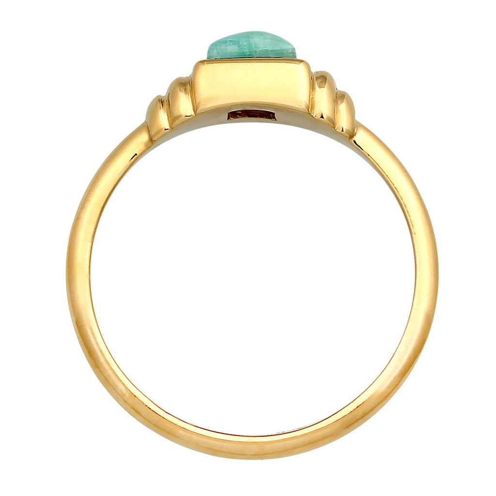 Gold - Elli PREMIUM | Siegelring Quadrat Vintage | Amazonit (Blau) | 925er Sterling Silber