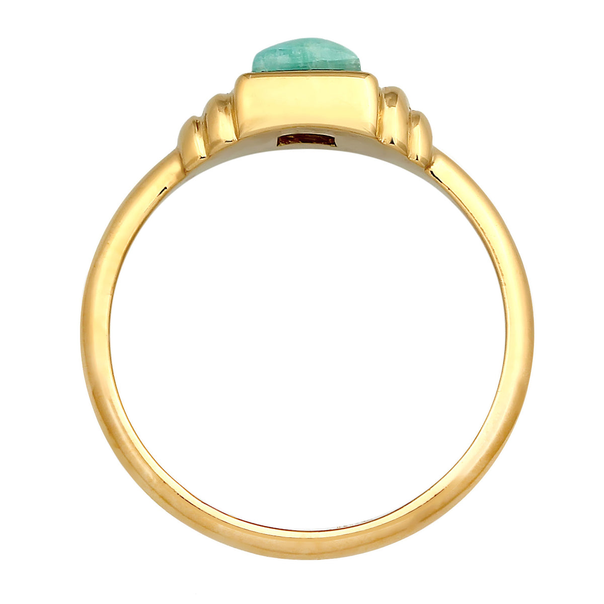 Gold - Elli PREMIUM | Siegelring Quadrat Vintage | Amazonit (Blau) | 925er Sterling Silber