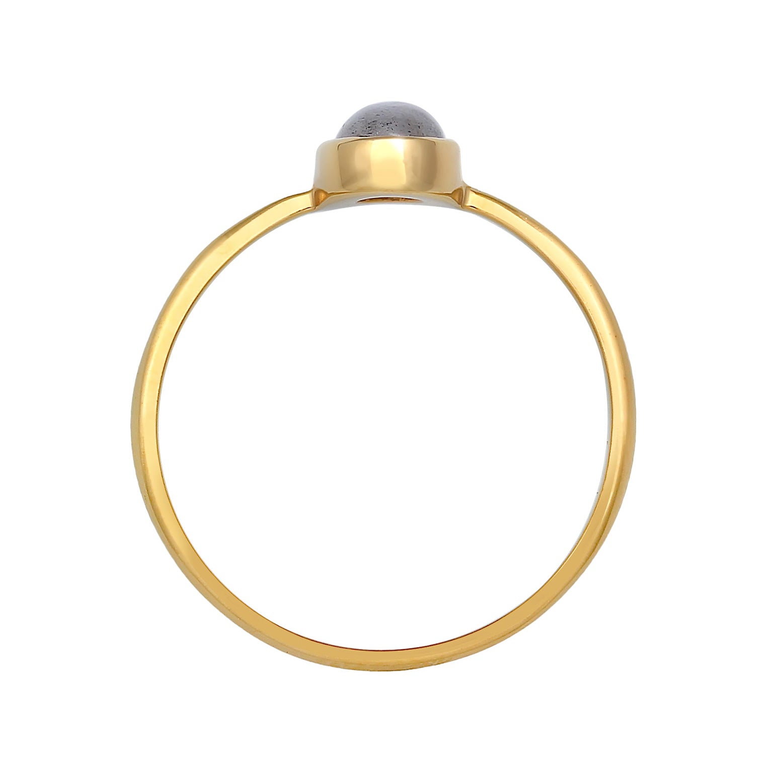 Gold - Elli PREMIUM | Solitär-Ring Verlobung | Labradorit ( Grau ) | 375er Gelbgold