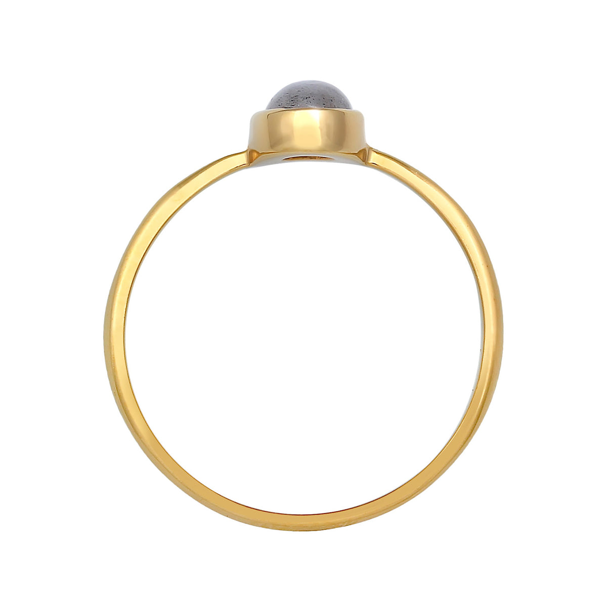Gold - Elli PREMIUM | Solitär-Ring Verlobung | Labradorit ( Grau ) | 375er Gelbgold