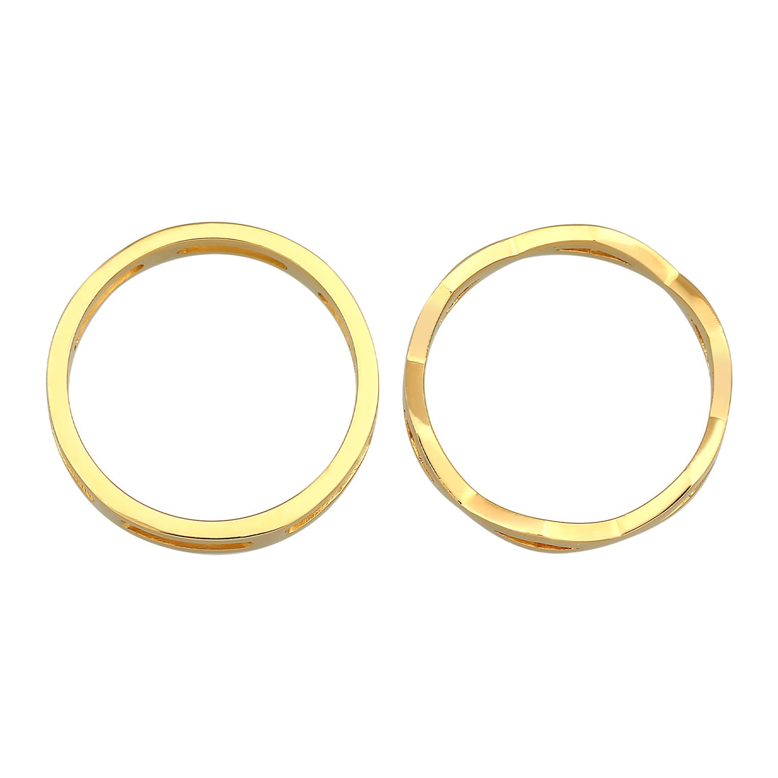 Gold - Elli | Stapelring 2er Set Geo | 925er Sterling Silber