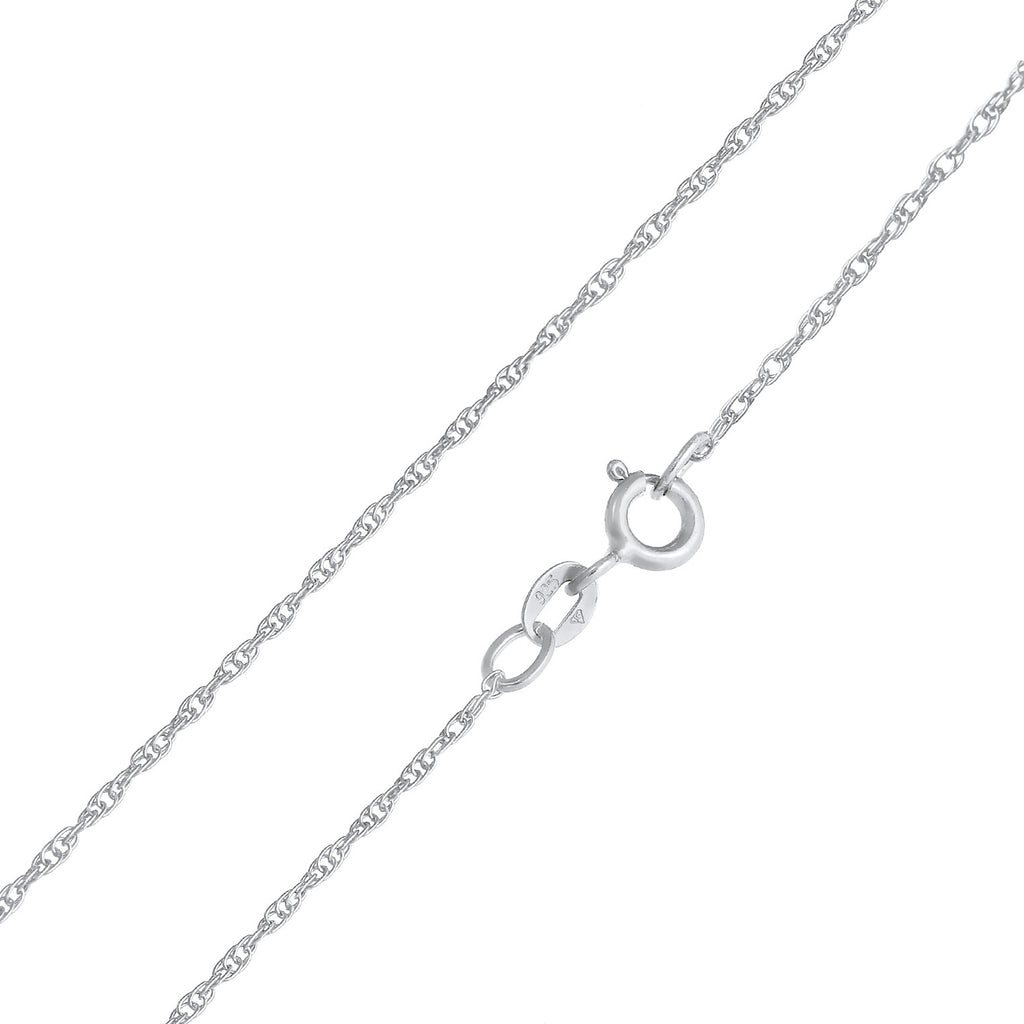 Silber - Elli | Halskette Plättchen Sonne | Synthetischer Opal (Weiß) | 925er Sterling Silber