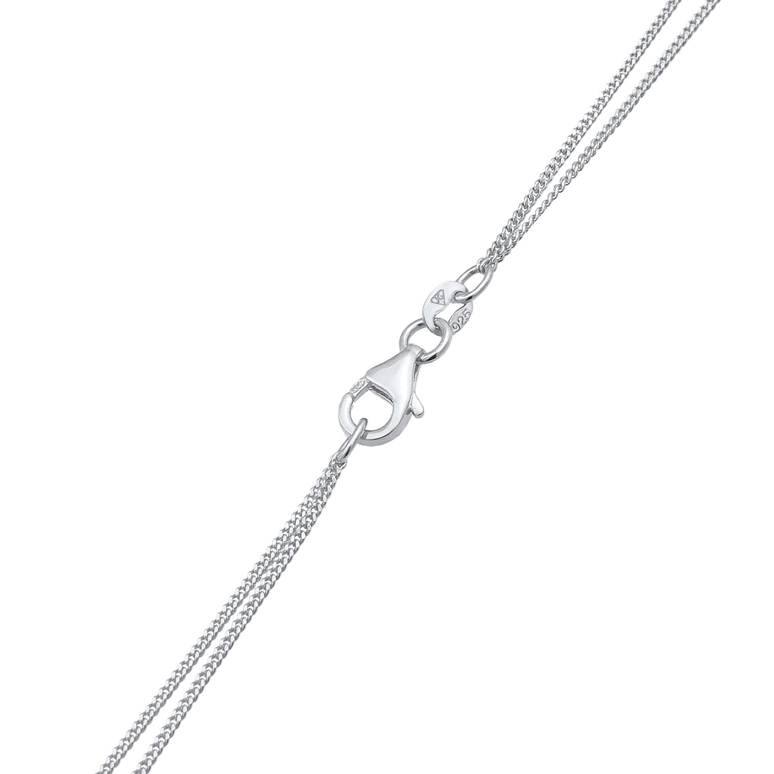 Silber - Elli | Layer-Halskette Flügel | Kristall (Weiß) | 925er Sterling Silber